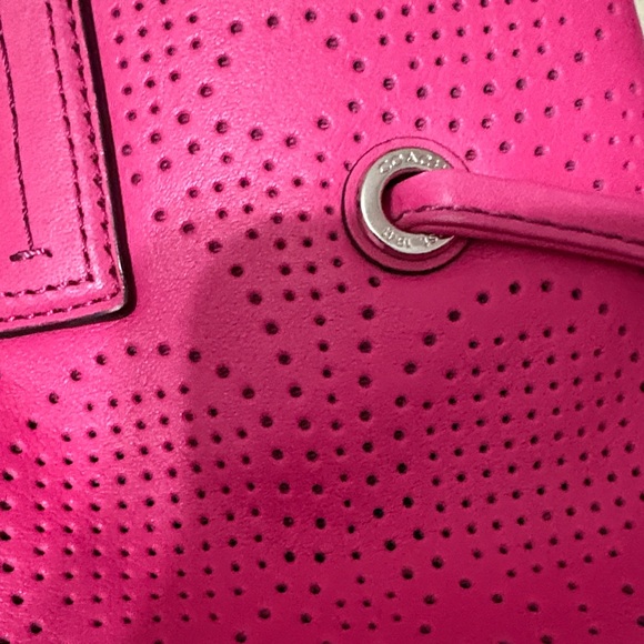 COACH Perforated Leather Drawstring Tote - Hot Pink | 2013 - Picture 7 of 13